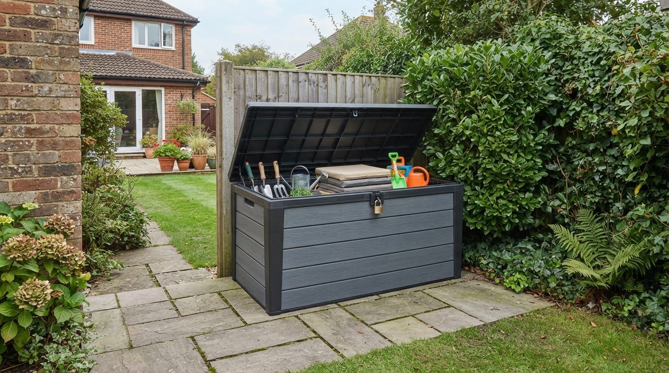 Outdoor storage boxes in the UK for sizes, security and damp control