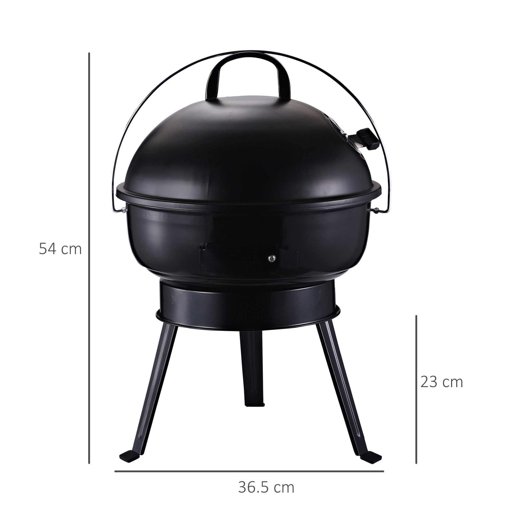 Outsunny Charcoal BBQ Charcoal Grill Metal Portable Tripod Grill Black