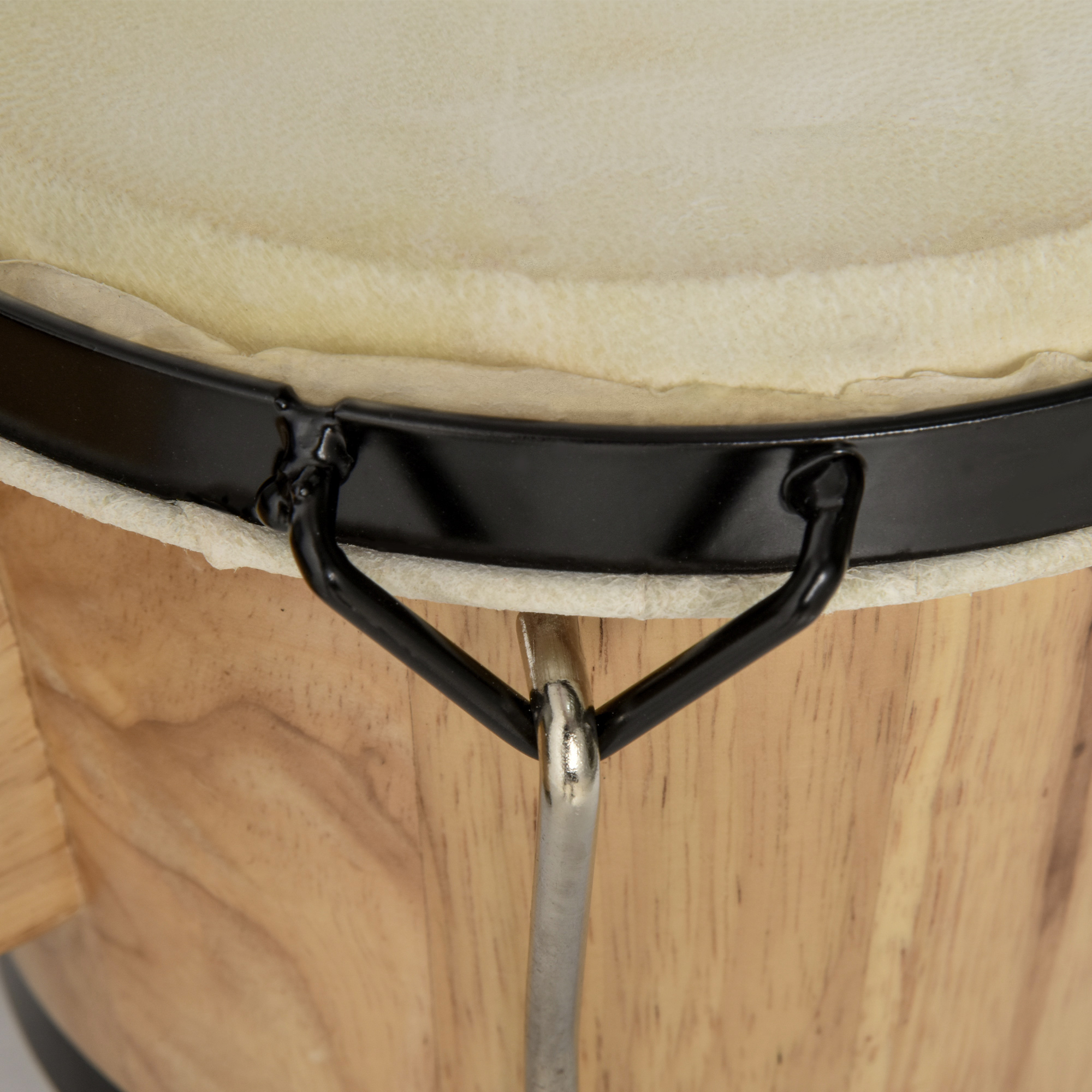 Wooden Bongo Drum Set w/ Sheepskin Drum Head, Percussion Instrument, О¦7.75" & О¦7" Drums