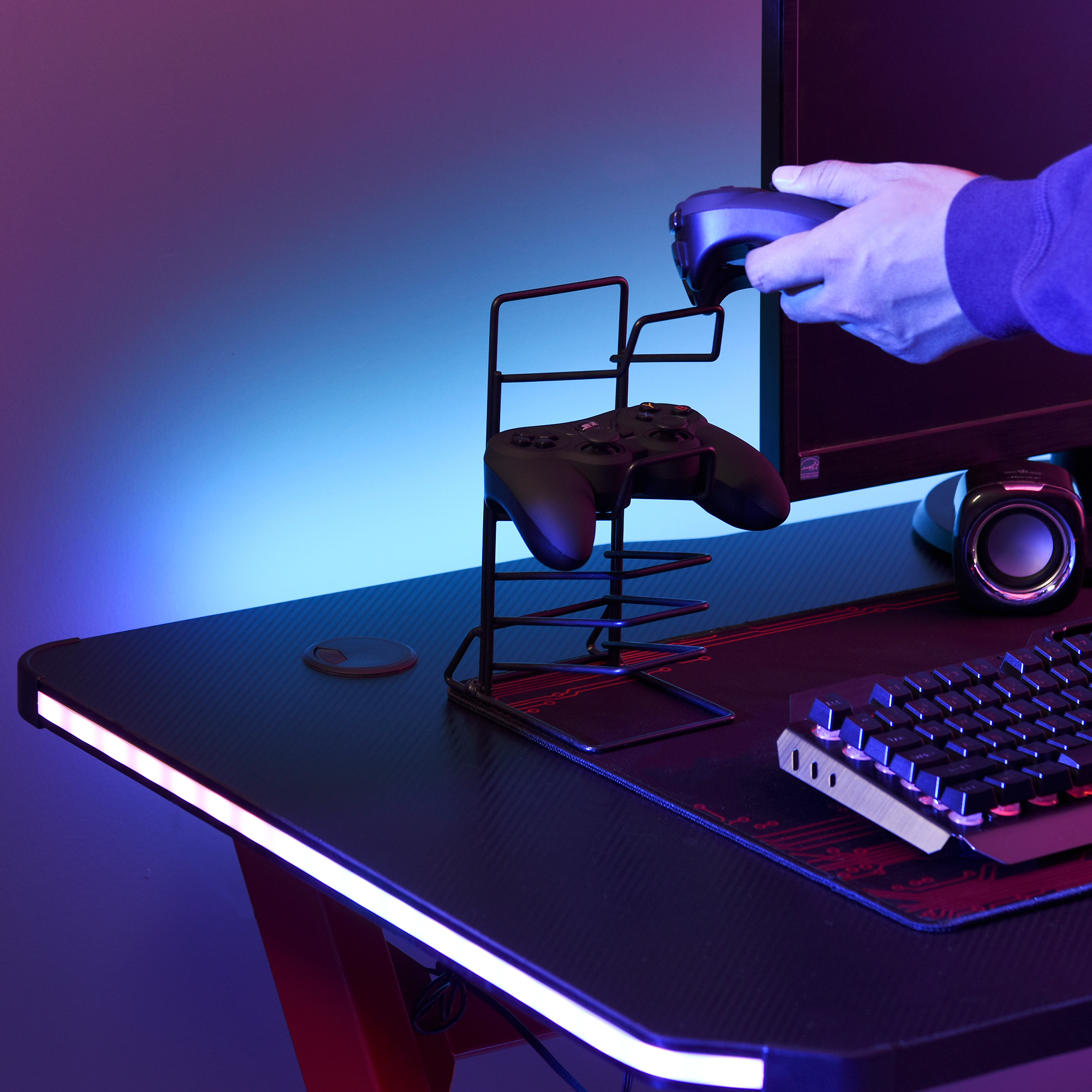 HOMCOM Gaming Desk Racing Style Home Office Ergonomic Computer Table ...