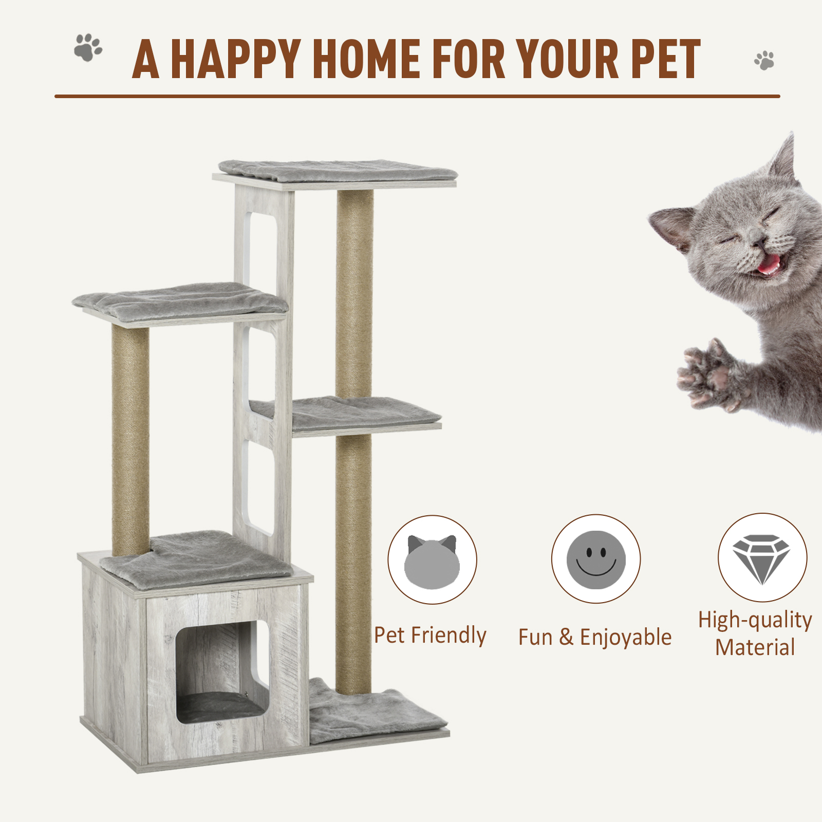 PawHut Multi-Level Cat Activity Tree