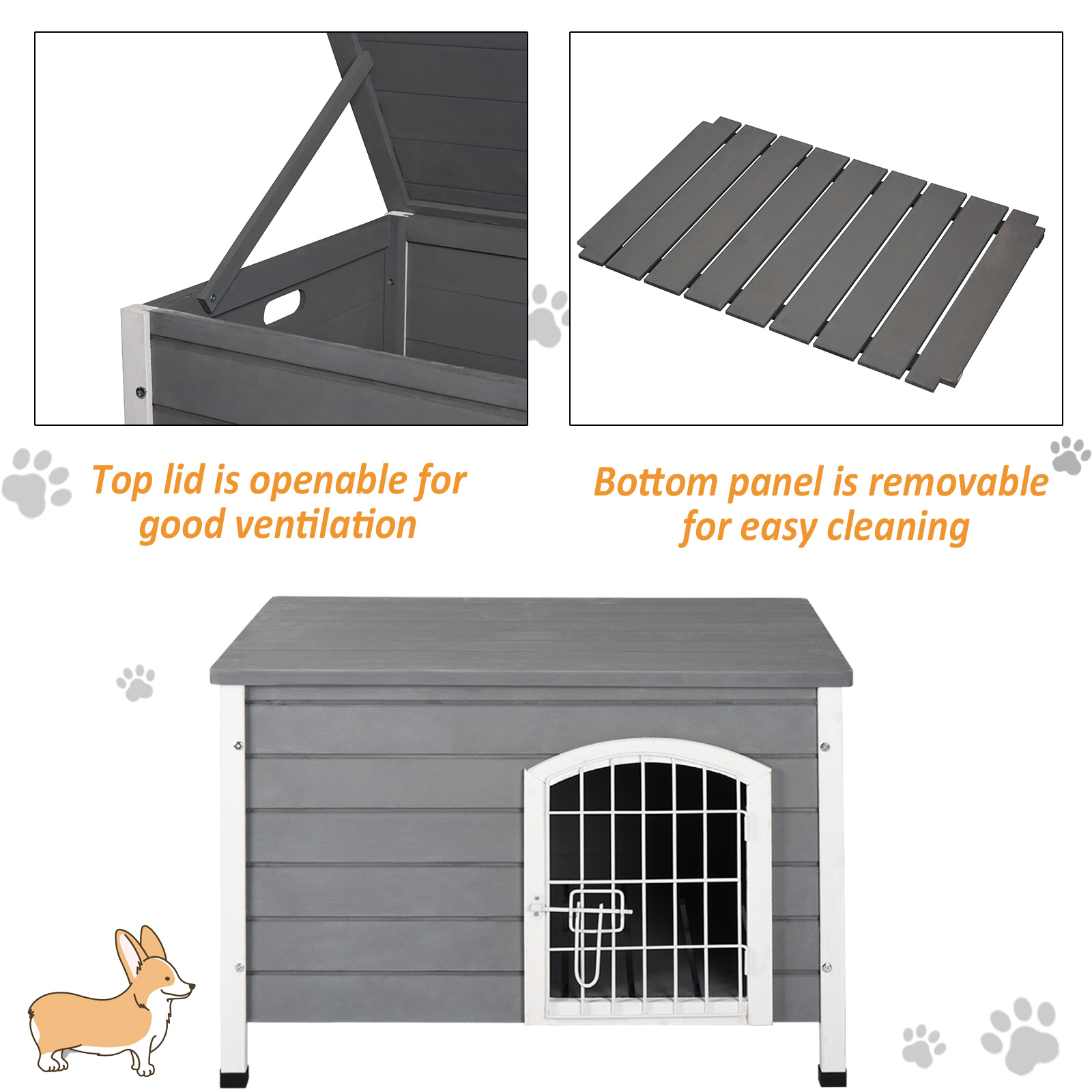 Image showcasing Wooden Dog Crate Dog Kennel Lockable Door Small Animal House w ...