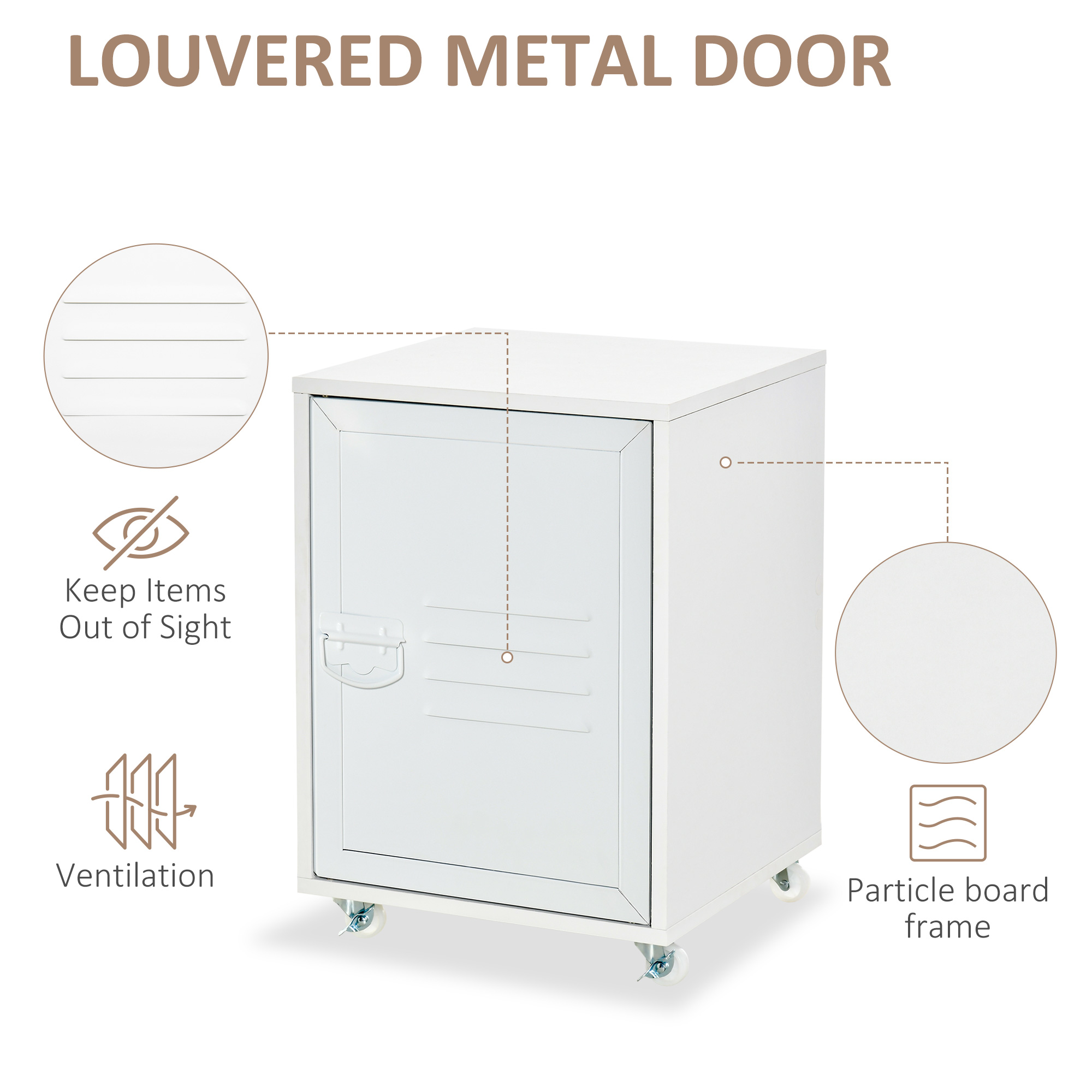 Industrial Bedside Table, Rolling End Side Table, Mobile Storage With Adjustable