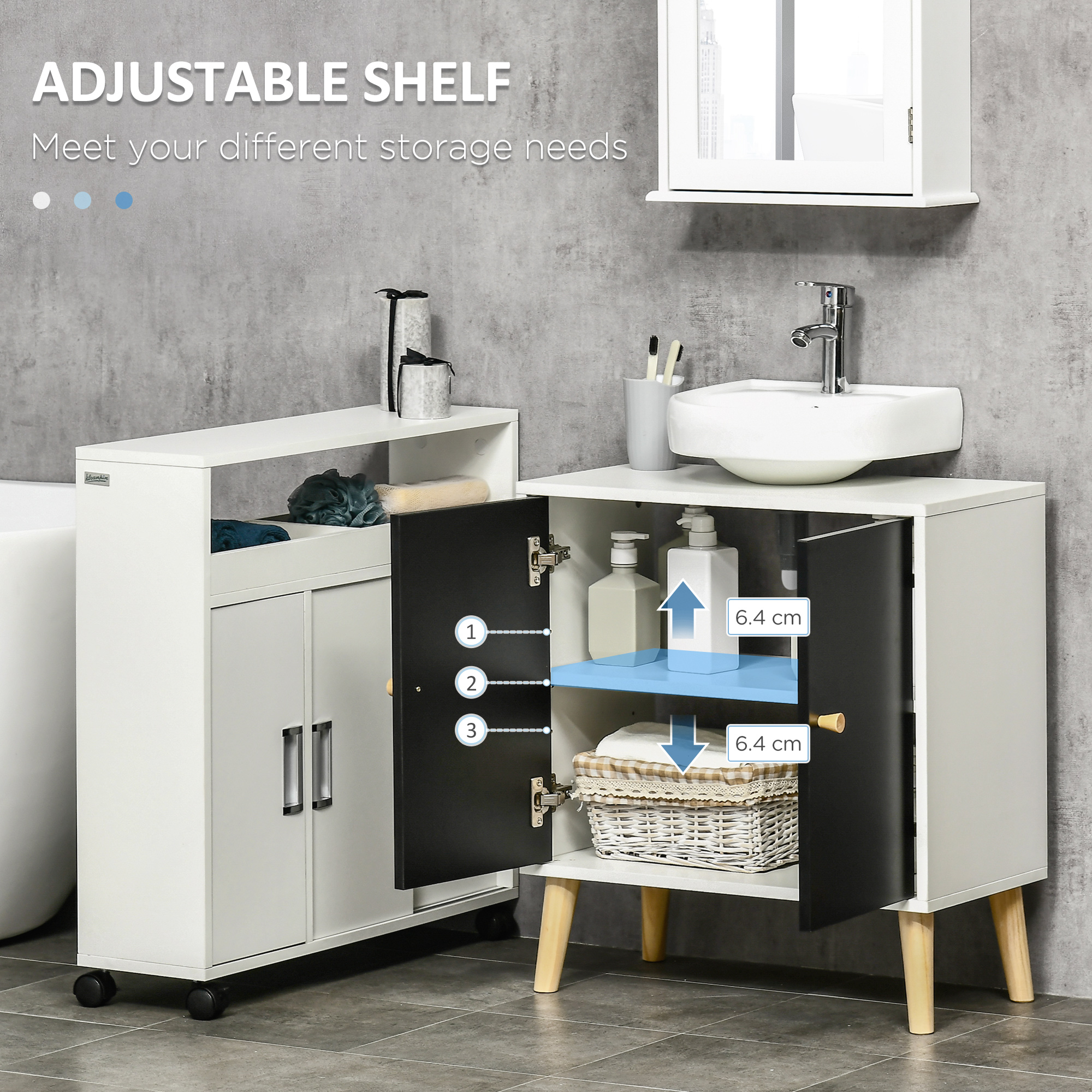 kleankin Modern Bathroom Sink Under Sink Storage with