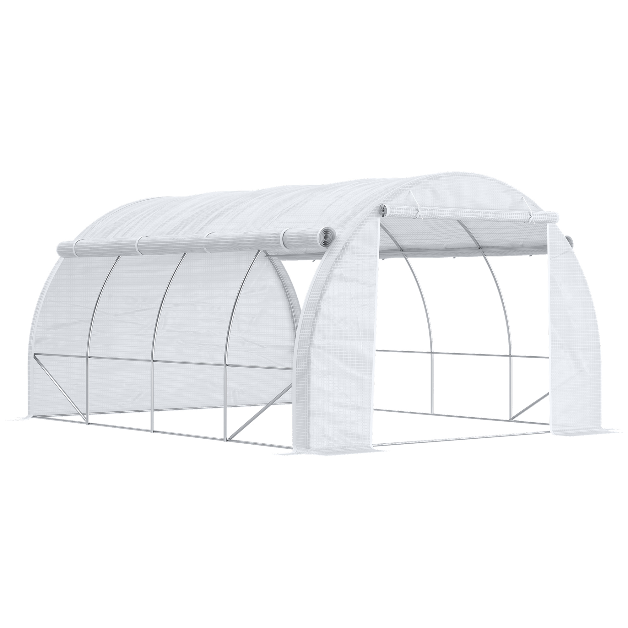 Polytunnel Greenhouse Grow House with Roll-up Side Walls, 3x2x2m