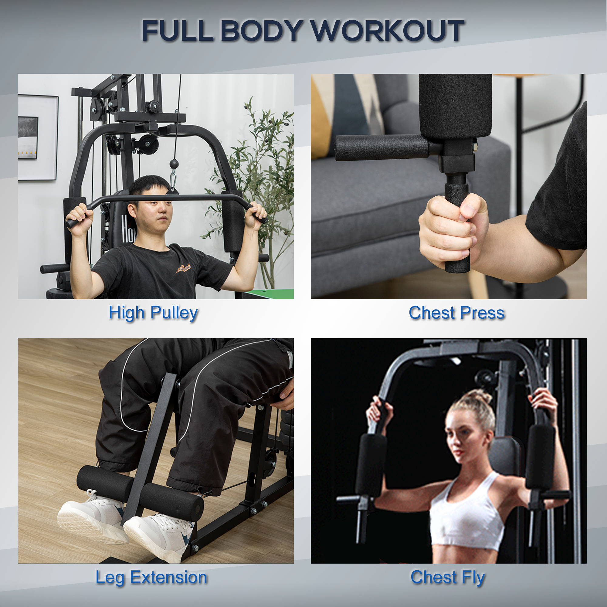 Multifunction Home Gym Machine, with 45kg Weight Stacks, for Strength ...