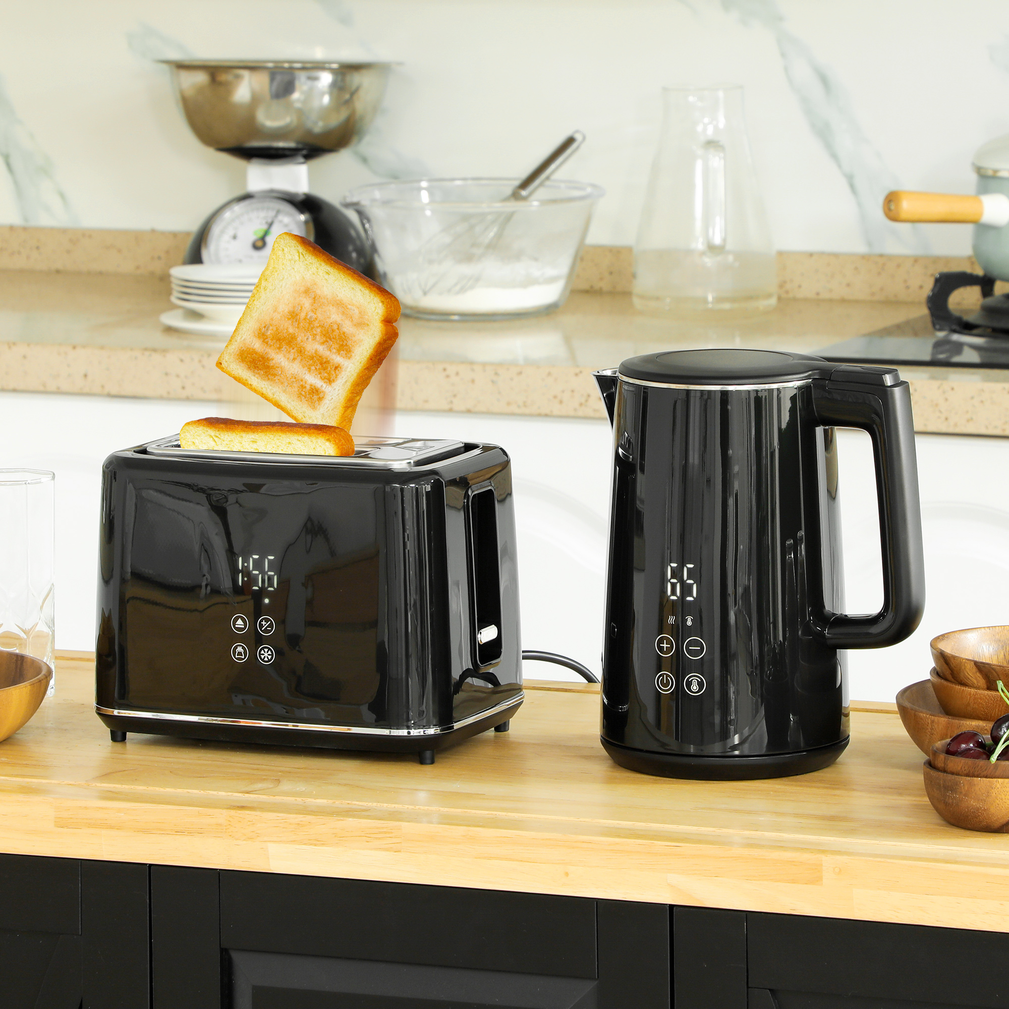Kettle And Toaster Set 1 5L 3000W Fast Boil Kettle 2 Slice Toaster 