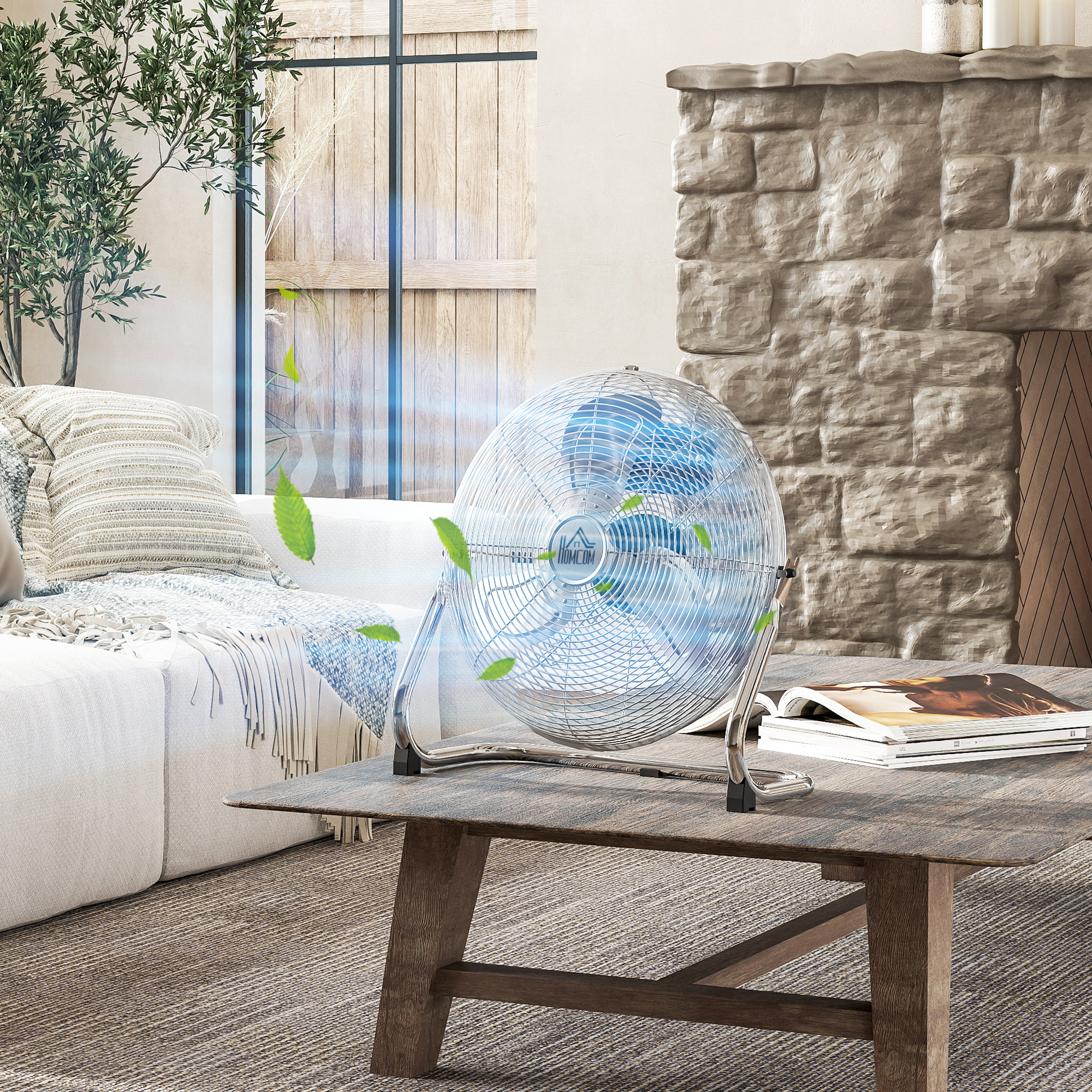 Metal Floor Fan with 3 Speeds & 120° Adjustable Tilt - Silver Tone on ...