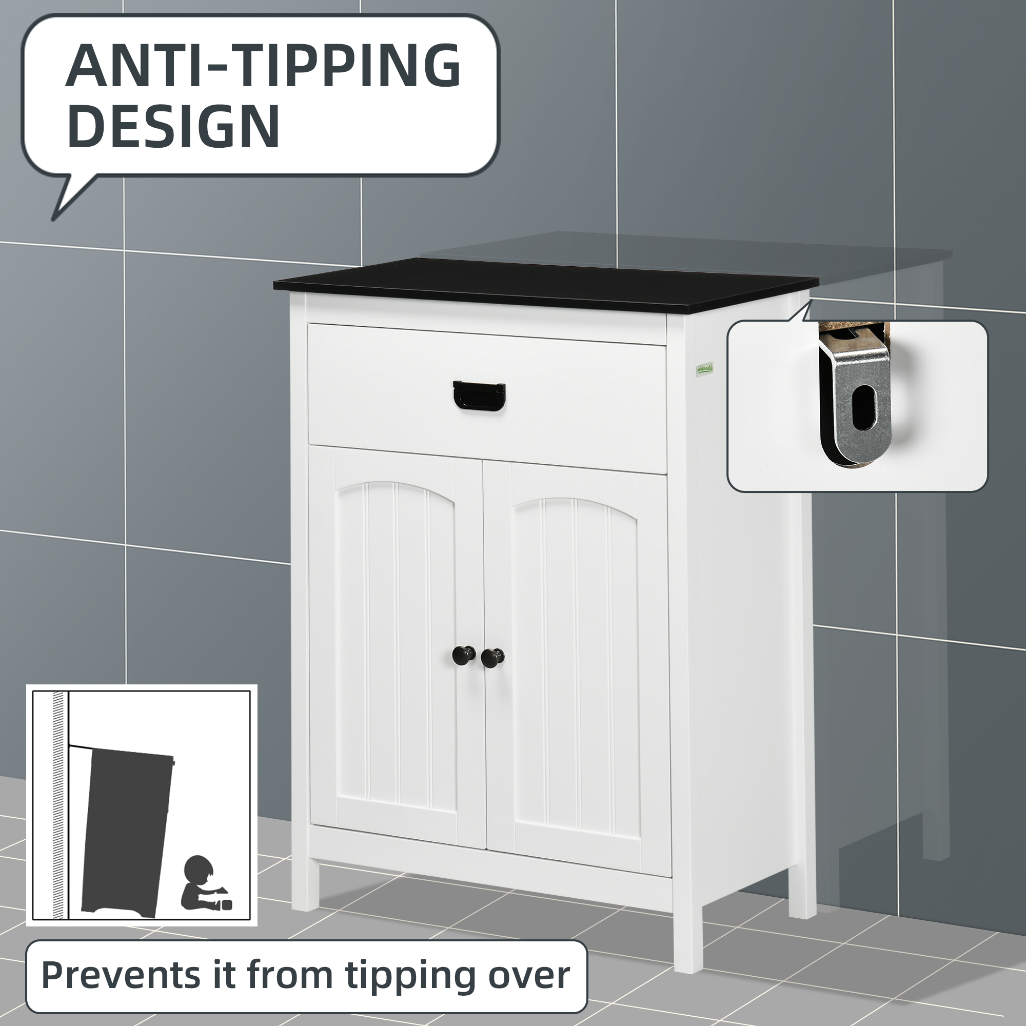 Bathroom Cabinet, Bathroom Storage Unit with Drawer, Double Door ...