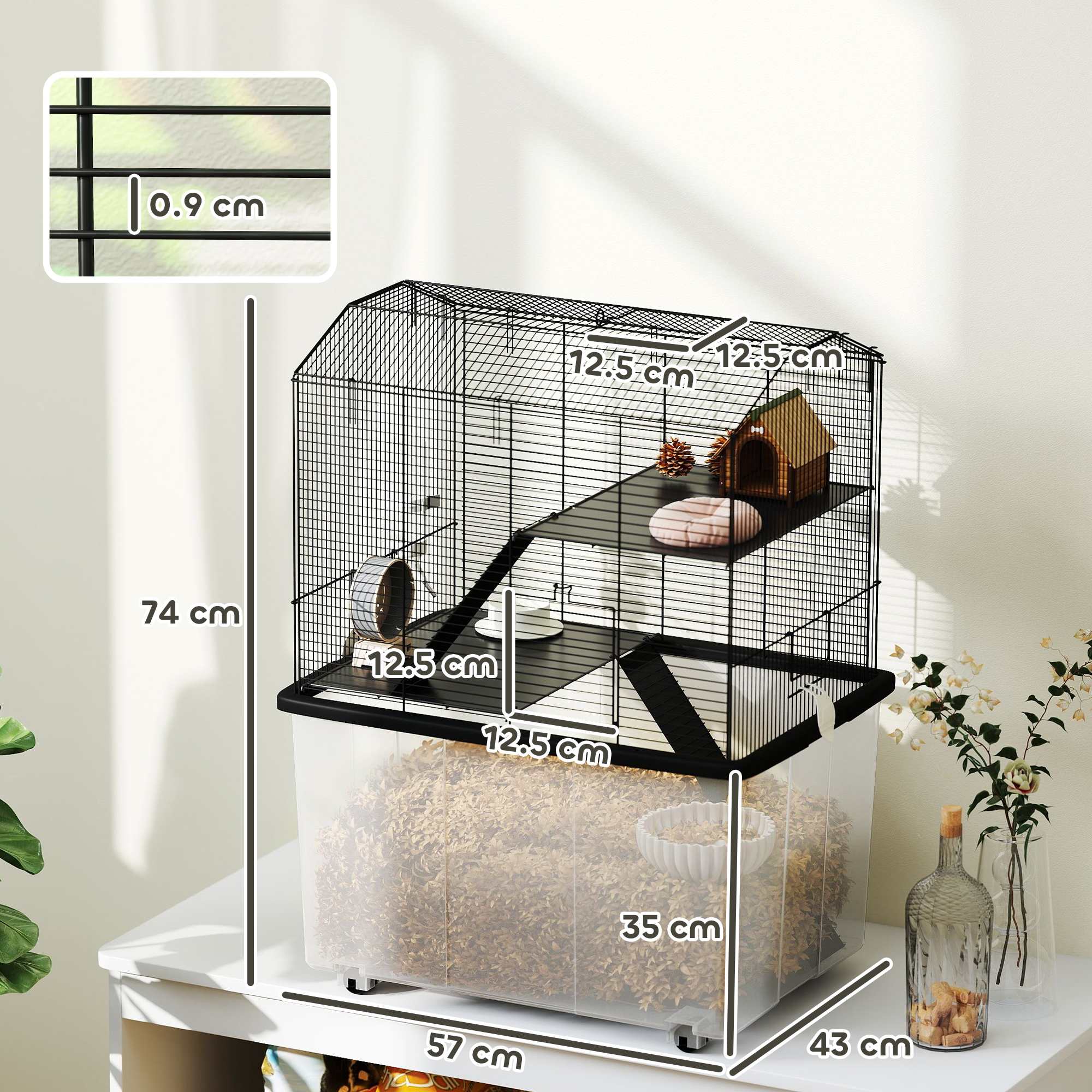 Three-Tier Gerbil Cage, Hamster Cage for Dwarf Hamster, Syrian Hamster ... - Enlarging A Hamster Cage For Wheel Space