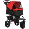 Buy Dog Pram Dog Stroller Pet Stroller, 3 Wheels Dog Pushchair with Brake, for Small Miniature Dogs, Cats, Red