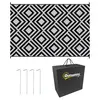 Buy Reversible Outdoor Rug, Plastic Straw Mat w/ Carry Bag Ground Stakes for Garden RV Picnic Beach Camping 182x274cm Black