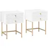 Buy Set of Two Elegant Bedside Tables - White/Gold-Tone