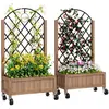 Buy Wooden Planter, with Metal Trellis - Brown/Black