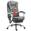 Buy Heated 6 Points Vibration Massage Executive Office Chair Adjustable Swivel Ergonomic High Back Desk Chair Recliner with Footrest Grey