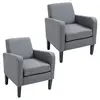 Buy 2 Pieces Modern Armchairs with Rubber Wood Legs, Upholstered Accent Chairs, Single Sofa for Living Room, Bedroom, Grey