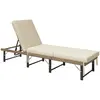 Buy Outsunny Single Folding Rattan Sun Lounger, with Cushion - Grey