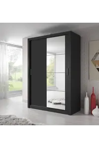 Buy Arti 4 - 2 Sliding Door Wardrobe 150cm, Colour: Black Matt