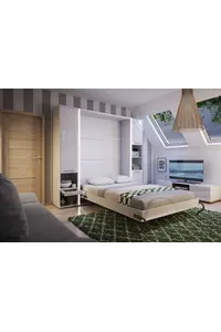 Buy CP-02 Vertical Wall Bed Concept Pro 120cm with Storage Cabinet, Colour: White Gloss