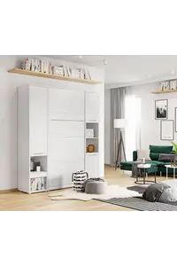 Buy CP-03 Vertical Wall Bed Concept Pro 90cm with Storage Cabinet, Colour: White Gloss