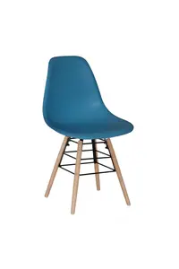 Buy Lilly Plastic (PP) Chairs x 4 with Solid Beech Legs Dark Blue, Colour: Navy