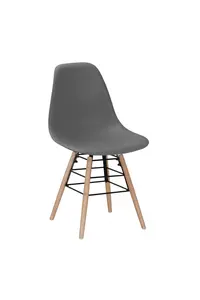 Buy Lilly Plastic (PP) Chairs x 4 with Solid Beech Legs Dark Grey, Colour: Charcoal