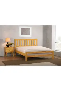 Buy Kempton Double Bed Solid Hardwood Natural Oak, Colour: Oak Light, Mattresses: Without Mattresses, Size: Double