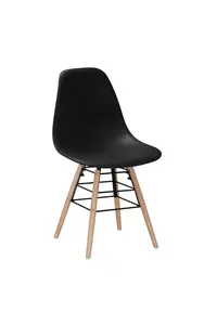 Buy Lilly Plastic (PP) Chairs x 4 with Solid Beech Legs Black, Colour: Black