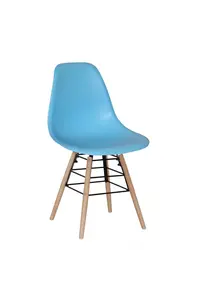 Buy Lilly Plastic (PP) Chairs x 4 with Solid Beech Legs Blue, Colour: Blue