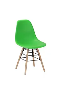 Buy Lilly Plastic (PP) Chairs x 4 with Solid Beech Legs Green, Colour: Green