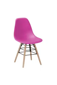 Buy Lilly Plastic (PP) Chairs x 4 with Solid Beech Legs Pink, Colour: Pink