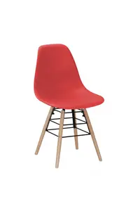 Buy Lilly Plastic (PP) Chairs x 4 with Solid Beech Legs Red, Colour: Red