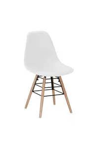 Buy Lilly Plastic (PP) Chairs x 4 with Solid Beech Legs White, Colour: White