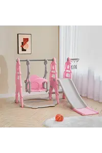 Buy Kid's 4-in-1 Slide and Swing Playset, Pink
