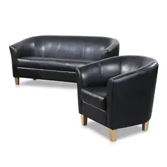 Buy Claridon 3 Seater Sofa PU Black, Colour: Black