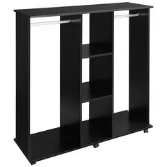 Buy Open Wardrobe Double Mobile Storage Shelves Organizer W/6 Wheels-Black