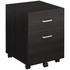 Buy 2-Drawer Locking Office Filing Cabinet w/ 5 Wheels Rolling Storage Hanging Legal Letter Files Cupboard Home Organisation Black Wood Grain