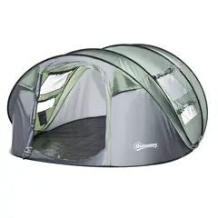 Buy 4-5 Person Pop-up Camping Tent Family Tent w/ 2 Mesh Windows & PVC Windows Portable Carry Bag for Outdoor Trip, Dark Green