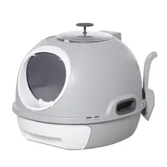 Buy Cat Litter Box Toilet with Litter Scoop Enclosed Drawer, Front Entry Top Exit, Easy To Clean Grey
