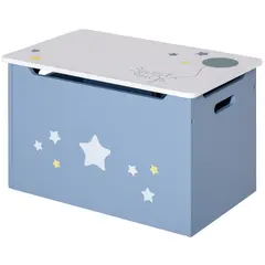 Buy Kids Wooden Toy Box Children Storage Chest Organiser Side Handle Safety Hinge Play Room Furniture Blue