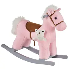 Buy Kids Plush Ride-On Rocking Horse Toy Rocker with Plush Toy Realistic Sounds for Child 18-36 Months Pink