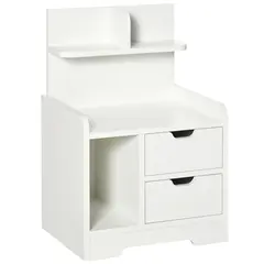 Buy Bedside Table, Small Bedside Cabinet with 2 Drawers and Storage Shelves, Accent Table for Living Room, Bedroom, White
