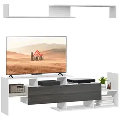 Buy TV Cabinet with Wall Shelf for Wall-Mounted 65" TVs or Standing 40" TVs - White and Grey