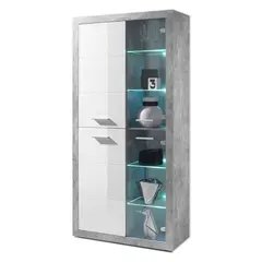 Buy Pietra Tall Display Cabinet in Grey and White Gloss - 2703 - NEW !!