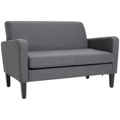 Buy Linen Modern-Curved 2-Seat Sofa Loveseat w/ Thick Cushion Wood Legs Foot Pads Single Compact Home Furniture Grey