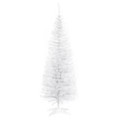 Buy 5ft Unlit Artificial Christmas Tree, Pencil Slim Xmas Tree with Solid Stand and Realistic Branches, White