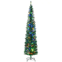 Buy 7.5' Artificial Prelit Christmas Trees Holiday DÃ©cor with Colourful LED Lights, Pencil Shape, Steel Base