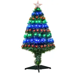 Buy 3 Feet Prelit Artificial Christmas Tree with Multi-Coloured Fiber Optic LED Light, Holiday Home Xmas Decoration, Green