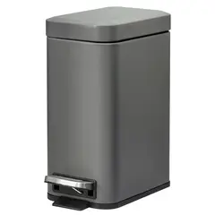 Buy 5L Rectangular Compact Bin Steel Body Removable Bucket Quiet-Close Lid w/ Pedal Lid Rubbish Trash Can Home Office Bedroom Bathroom Living Room Garbage Tidy Clean Grey