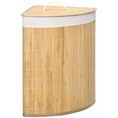 Buy Bamboo Laundry Basket with Lid, 55 Litres Laundry Hamper with Removable Washable Lining,  Corner Washing Baskets, 38 x 38 x 57cm, Natural